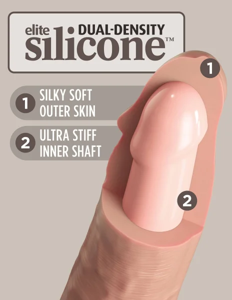 King Cock Elite 8 Inch Vibrating Silicone Dual  Density Cock - Light