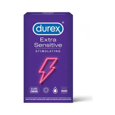 Durex Extra Sensitive Lubricated Condom Stimulating 12 pack