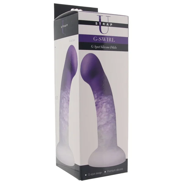 Strap U G-Swirl G-Spot 6.9" Silicone Suction Cup Dildo - Purple & White