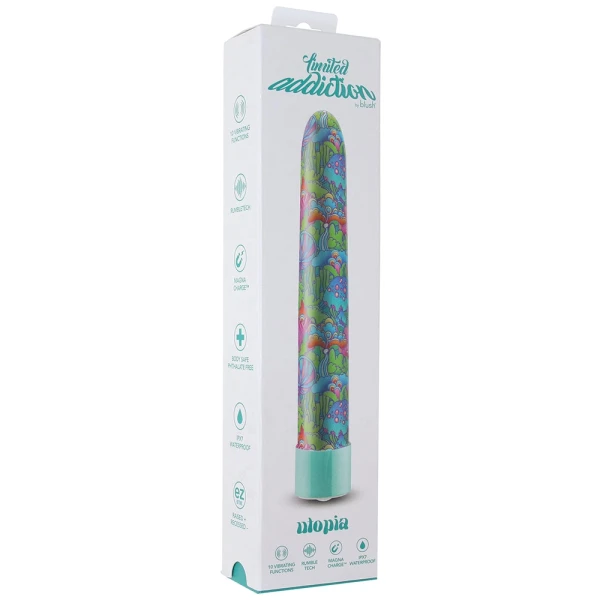 Limited Addiction Utopia Rechargeable Waterproof Slimline Vibrator By Blush - Aqua