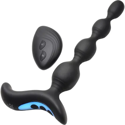 Zeus Electrosex Shock Beads 80X Vibrating E Stim Rechargeable Silicone Anal Beads With Remote