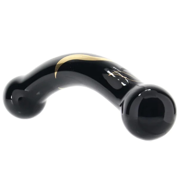 Secret Kisses Handblown Double Ended Glass Dildo 5.5" - Black & Gold — image 5 of 10