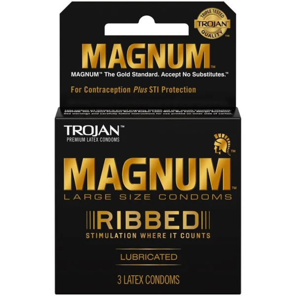 Trojan Magnum Ribbed Large Size Condoms | Textured Pleasure