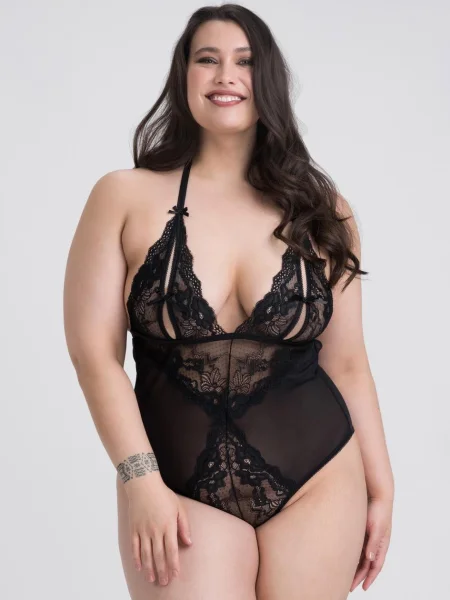 Lovehoney Plus Size Peek-a-Boo Black Lace Teddy