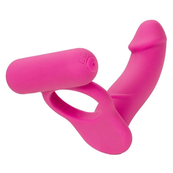CalExotics Silicone Rechargeable Double Diver with Cock Ring, Vibrating Teaser and Anal Probe