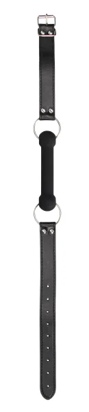 Silicone Bit Gag With Adjustable Bonded Leather  Straps - Black