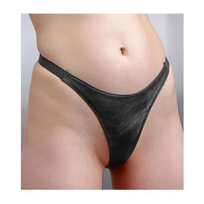 Spiked Leather Thong Panties L xl Black