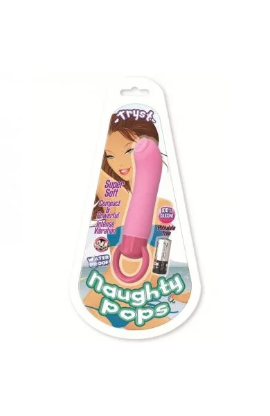 NAUGHTY POPS TRYST  VIBRATOR 100% SILICONE PINK WATERPROOF