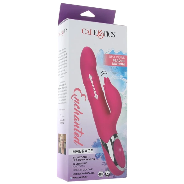 Enchanted Embrace Rechargeable Silicone Dual Stimulation Vibrator With Thrusting Beads By CalExotics