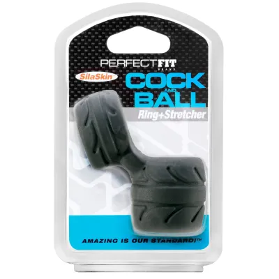 Silaskin Cock Ball Ring and Stretcher Black