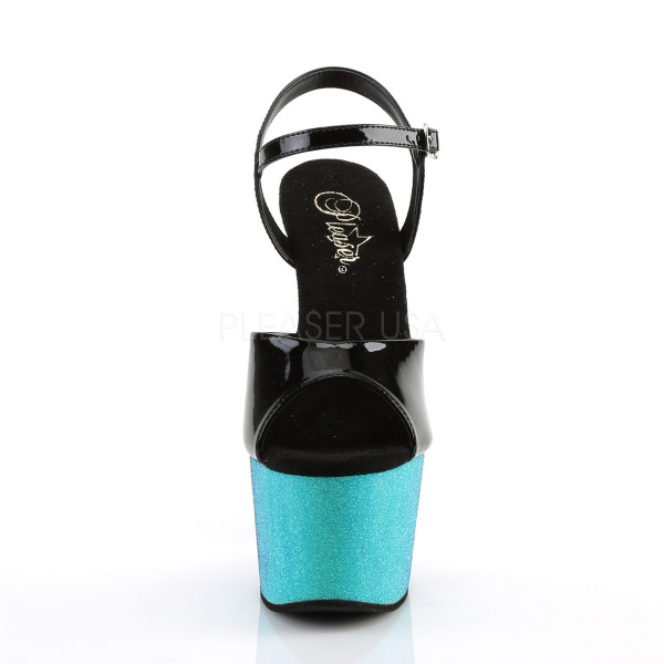 7 inches Heel, 2 3/4 inches Ombre Glittered PF Ankle Strap Sandal — image 22 of 25