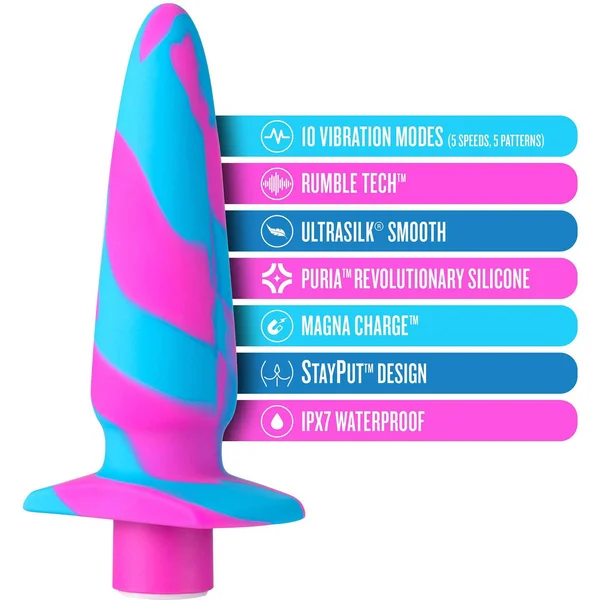 Avant Vibrotize Rechargeable Waterproof Vibrating Silicone Butt Plug By Blush - Fuchsia — image 23 of 25