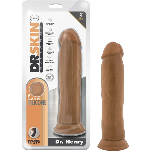 Dr. Skin Dr. Henry 9" Realistic Posable Silicone Dildo With Suction Cup By Blush - Caramel — image 20 of 20