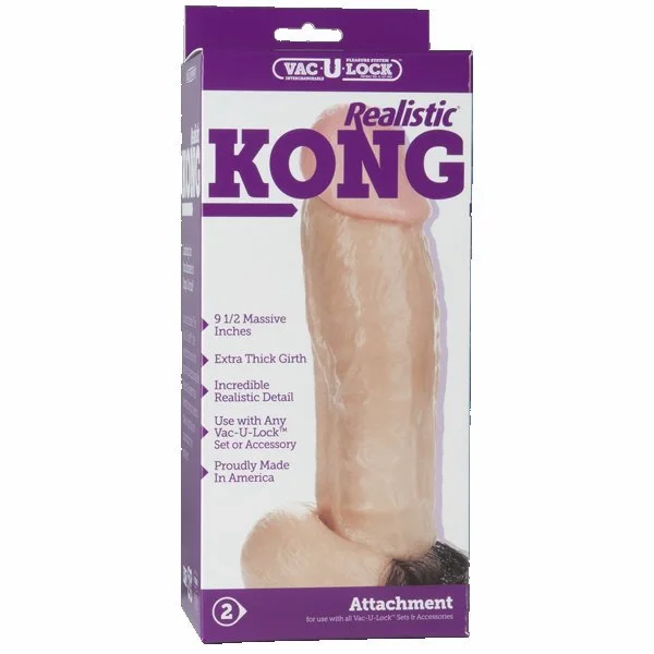 Vac-U-Lock Realistic Kong 9.5" Dildo for Harnesses | Strap On Dildos