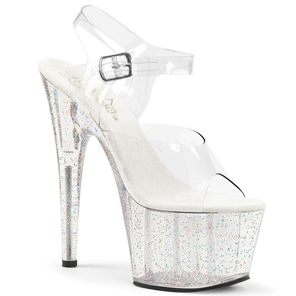 7 inches Heel, 2 3/4 inches PF Ankle Strap Sandal W/Mini Glitters — image 21 of 25
