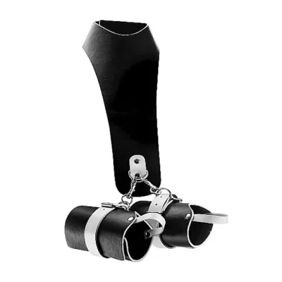 Leather Neck Wrist Restraint With Velcro Black