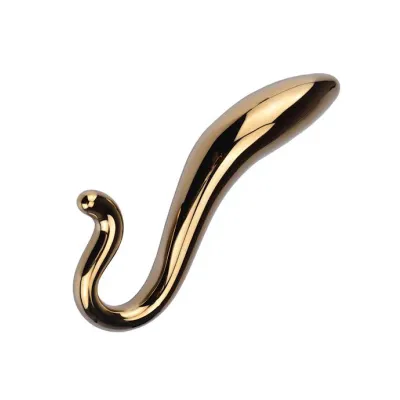 Lucent Aura Gold Glass Butt Plug 7 2 Inch Gold 7 2 Inch