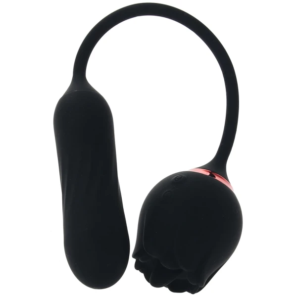 French Kiss Elite Lover Rotating Bullet Vibe & Flickering Tongue Clitoral Stimulator By CalExotics - Black
