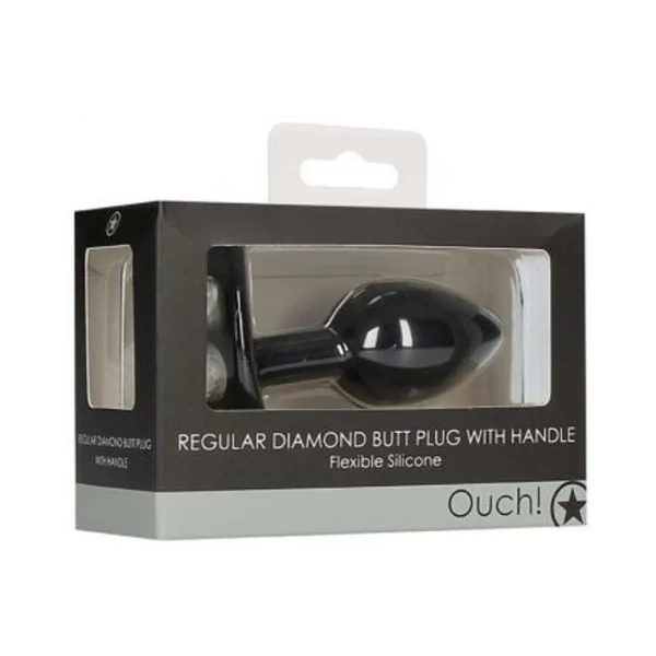 Ouch! Regular Diamond Butt Plug With Handle - Black — image 7 of 9