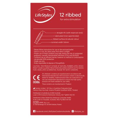 Lifestyles Ribbed Condoms x12