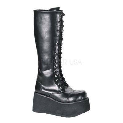 TRASHVILLE 502 3 1 4 P F Goth Punk 17 Eyelet Blk PU Knee BT W Zipper