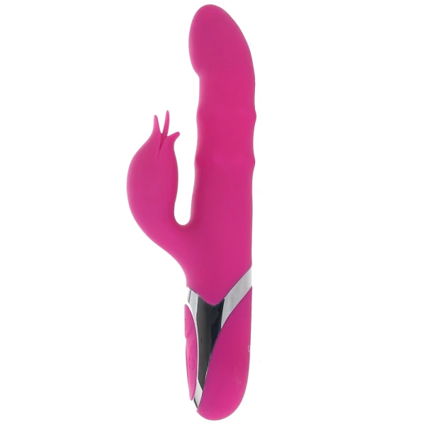 Enchanted Embrace Rechargeable Silicone Dual Stimulation Vibrator With Thrusting Beads By CalExotics