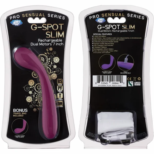 Cloud 9 G-Spot Slim 7 Inch Flexible Rechargeable G-Spot Vibrator - Plum