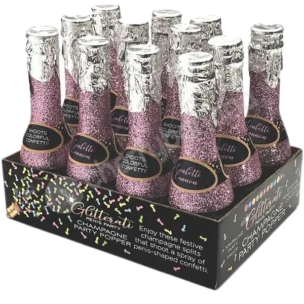 Glitterati Champagne Penis Confetti Party Poppers - Pack of 12