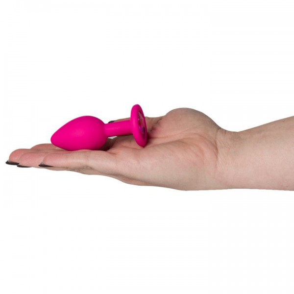 Bejewelled Pink Silicone Jewelled Butt Plug – 2.5, 3 or 3.5 Inch — image 4 of 6