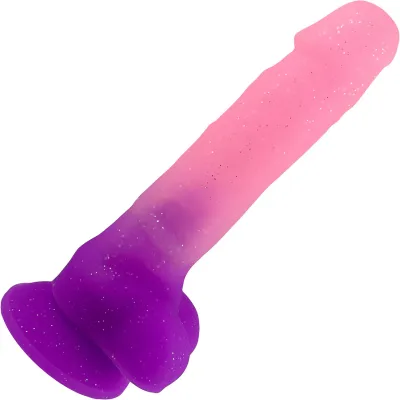 Cotton Candy Sugar Crush 7 Silicone Suction Cup Dildo With Balls Pink Purple
