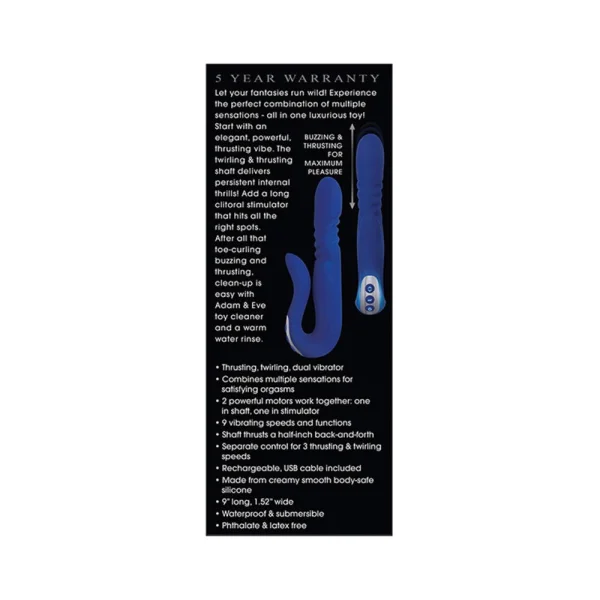 Eve's Deluxe Thruster Blue Rabbit Style Vibrator — image 9 of 9