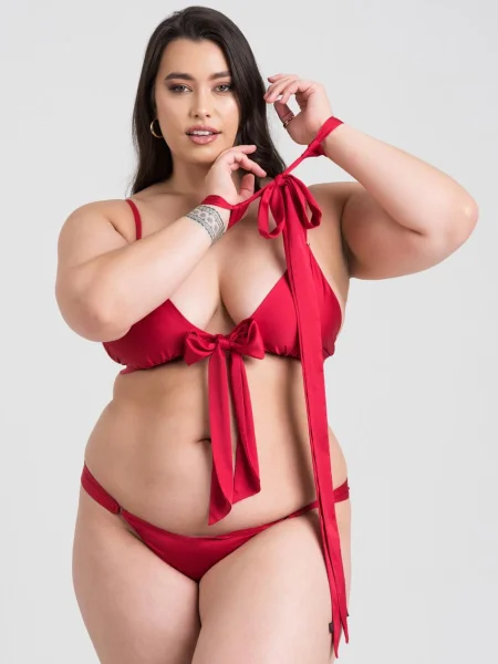 Lovehoney Plus Size Unwrap Me Red Satin Bra Gift Set