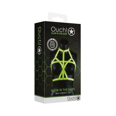 Ouch Glow Bra Harness Glow In The Dark Green L xl