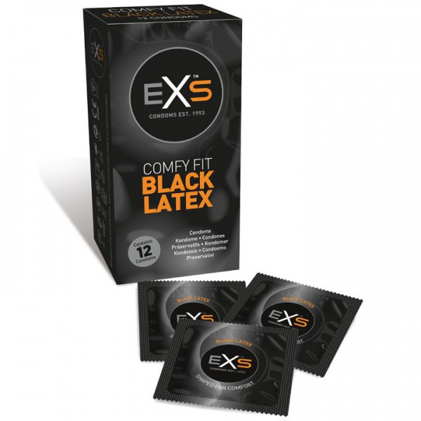 EXS Black Latex Condoms – 12 Pack
