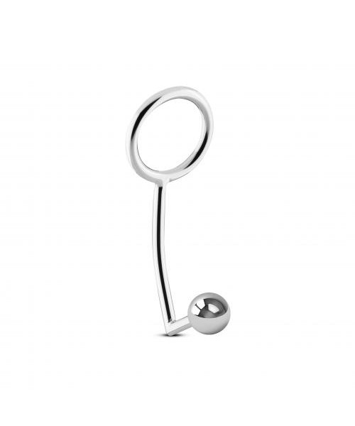 Metal Cock Ring With Anal Plug - 39 mm