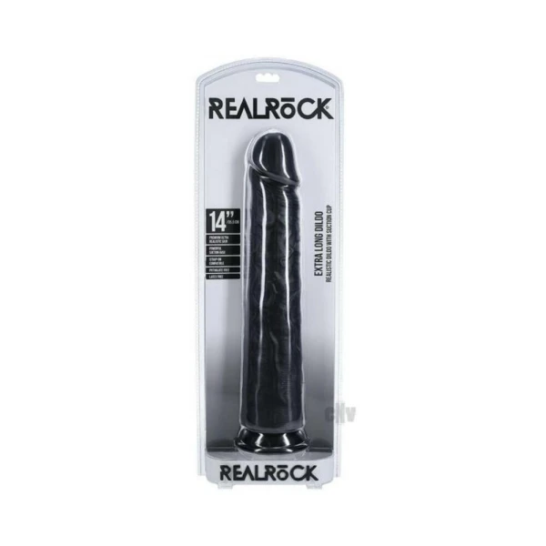 Extreme Dildos: Realrock Extra Long 14 In. Dildo Black