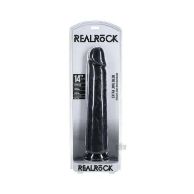 Extreme Dildos Realrock Extra Long 14 In Dildo Black