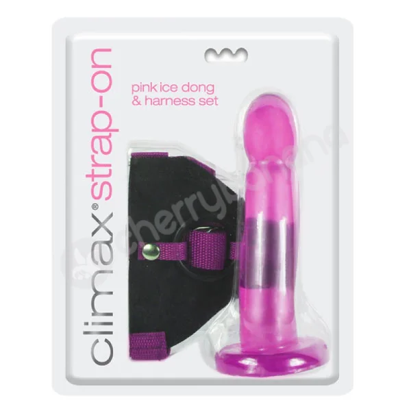 Climax Strap-on - Pink Ice Dong & Harness Set