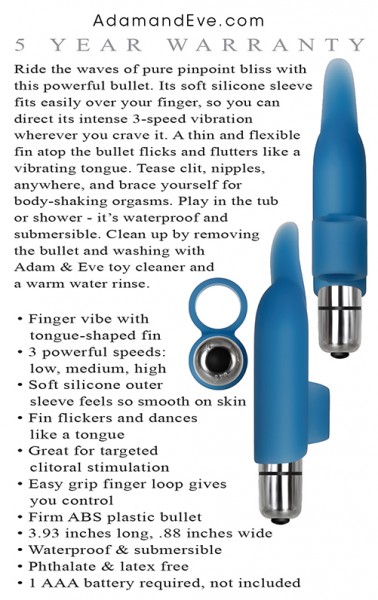 Adam & Eve Silicone Blue Dolphin Finger Vibe