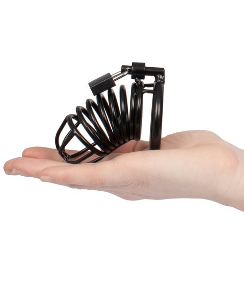 Bondara Cockscrew Black Stainless Steel Adjustable Chastity Cage