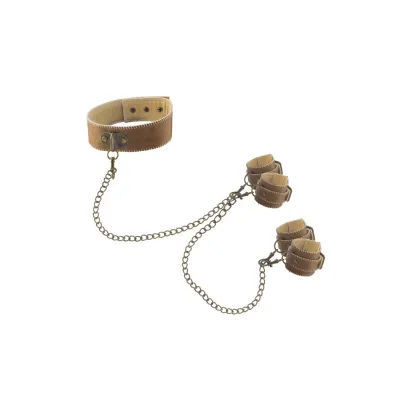 Collar With Hand And Leg Cuffs Brown
