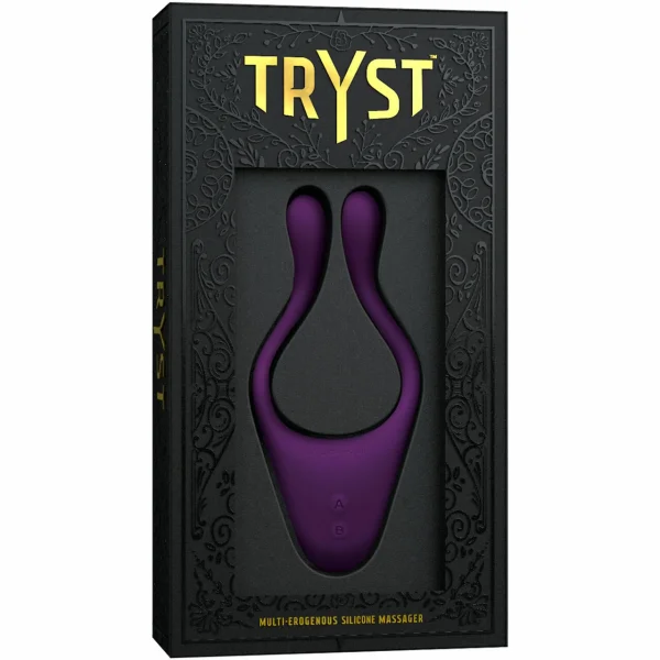 Tryst Multi Erogenous Zone Silicone Vibrator and Cock Ring- Purple