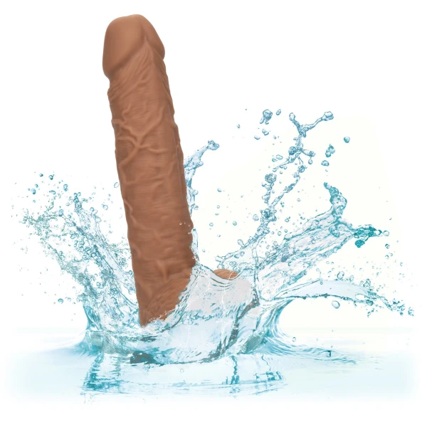 Squirting Fuck Stick 9" Vibrating Realistic Silicone Suction Cup Dildo By CalExotics - Caramel