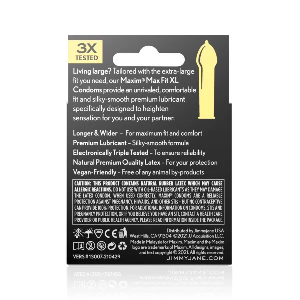 MAXIM Max Fit XL Condoms - 3PK