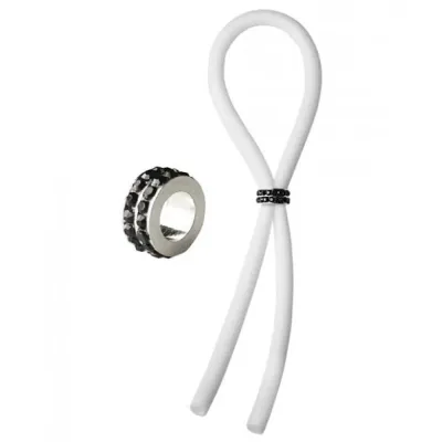 Bolo Lasso Ring Siilcone Black Gems Bead White