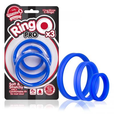 RingO Pro Silicone Cock Ring 3 Pack Blue