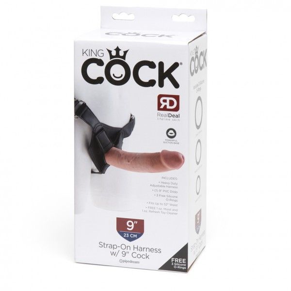King Cock Strap-On Harness Kit with Ultra Realistic Dildo 9 Inch