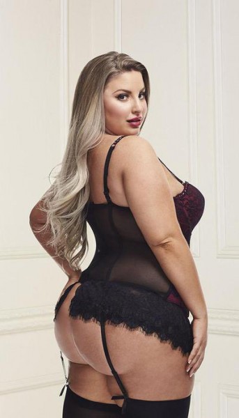 Underwire Bustier Set with Lace Overlay and Contoured Waist-Boning