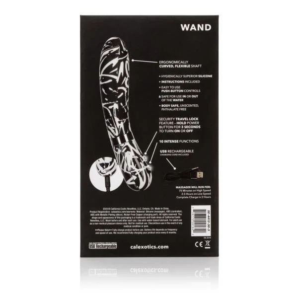 Hype Wand Flexible Shaft Black White Vibrator