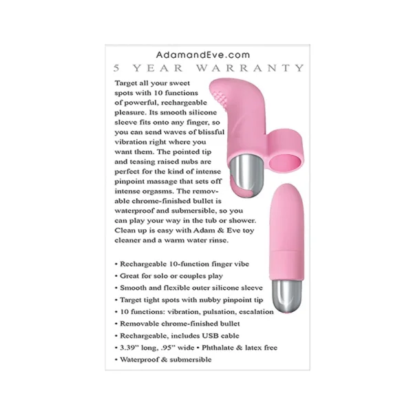 Adam & Eve Rechargeable Finger Vibe Pink